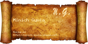 Minich Gyula névjegykártya